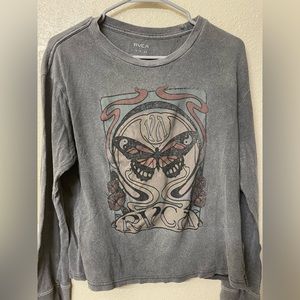 RVCA Nouveau Faded Grey Long Sleeve Tee